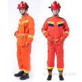 Красный арамидный огнеупорный аварийный спасательный костюм ткань